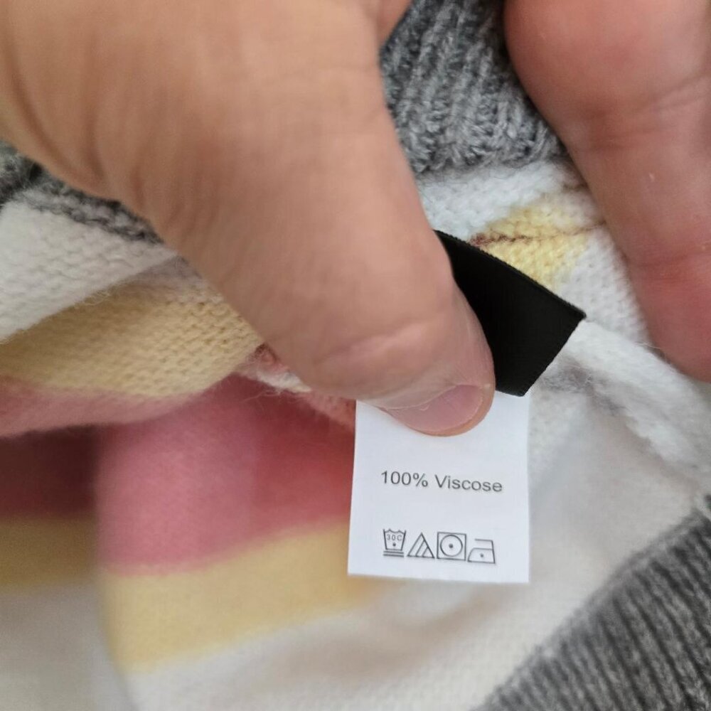 Shein Sweater M Size 6 Multi pastel horizontal stripe long sleeve crew neck - Picture 6 of 6
